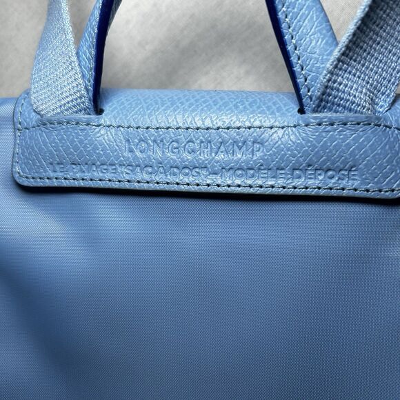 Longchamp le Pliage Club Nylon Backpack In Light Blue Corners Intact Minor Wear - Picture 9 of 12